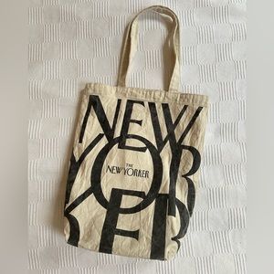 New Yorker Tote Bag - Black / Tan Canvas - Excellent Condition
